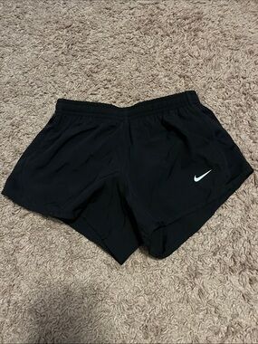 Nike Black Girls Athletic Running Shorts with White Swoosh